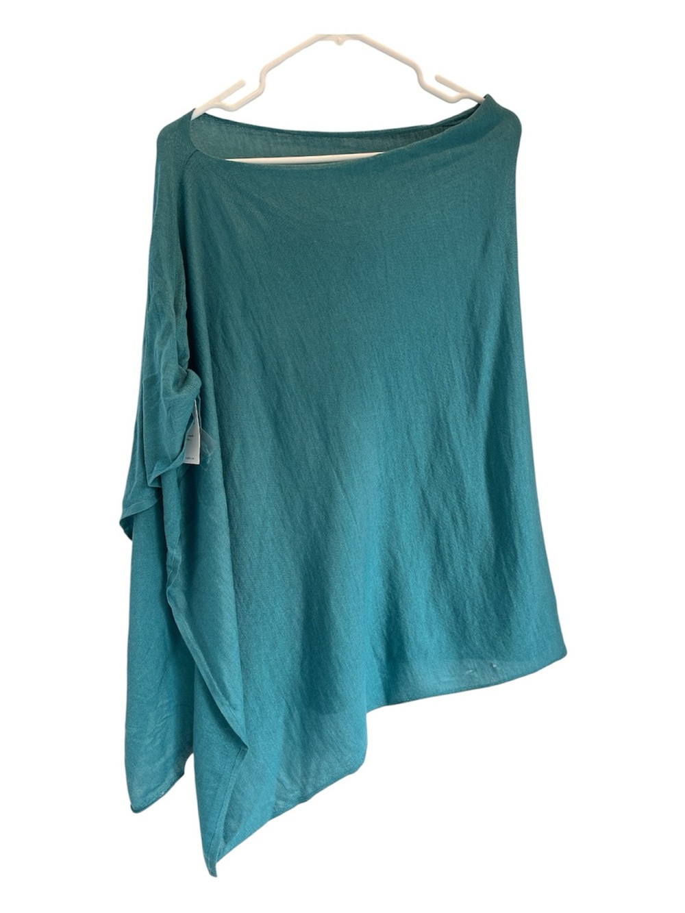 Poncho Gallery Paris France Teal Cashmere Silk Blend Poncho NWT FLAWED